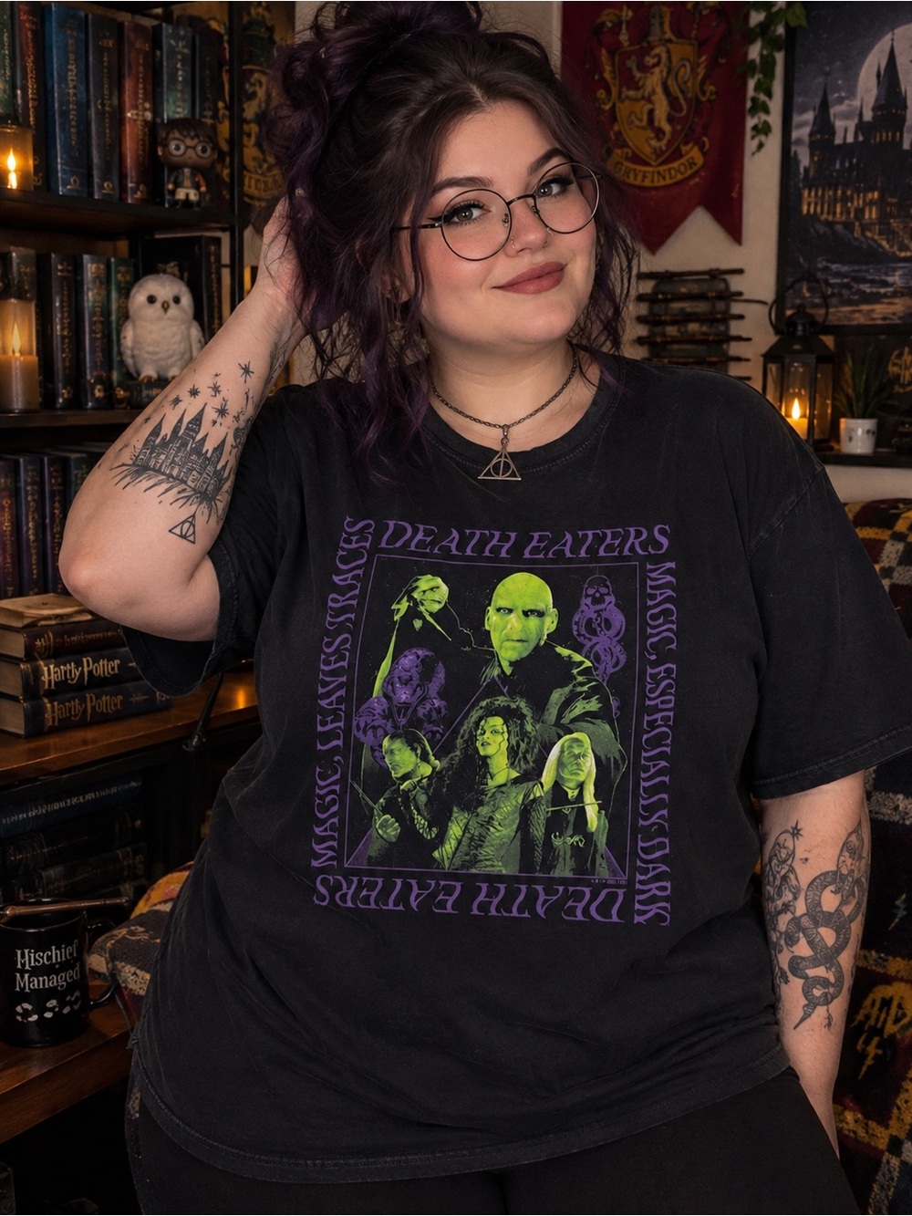 Death Eater Harry Potter Spooky Halloween Graphic Tee Black Cotton Wizard Shirt